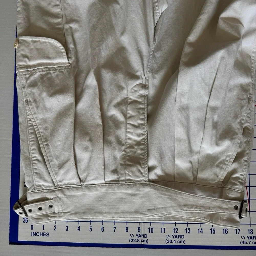 Banana Republic Heritage Explorer Pants Cream White‎ 14 High Rise Pleated Linen